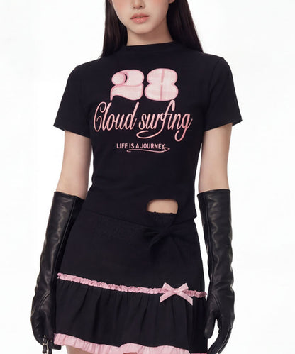 HOOK for girls　ガーリーカジュアルリボンTシャツ