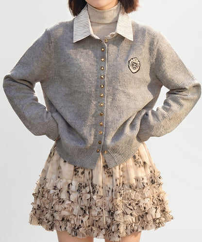 HOOK for girls　配色ストライプ襟付きカーディガン