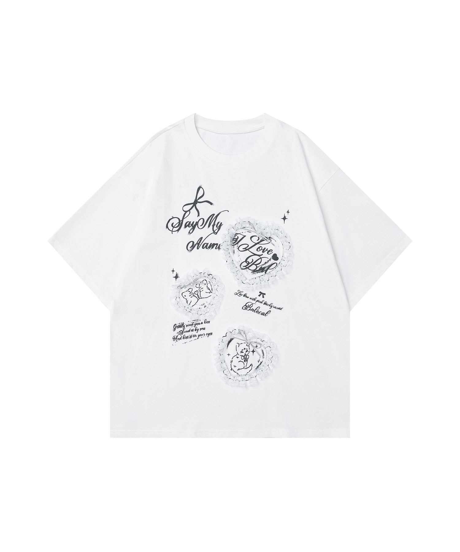 HOOK for girls　レースフリルハート ビッグTシャツ (SS)