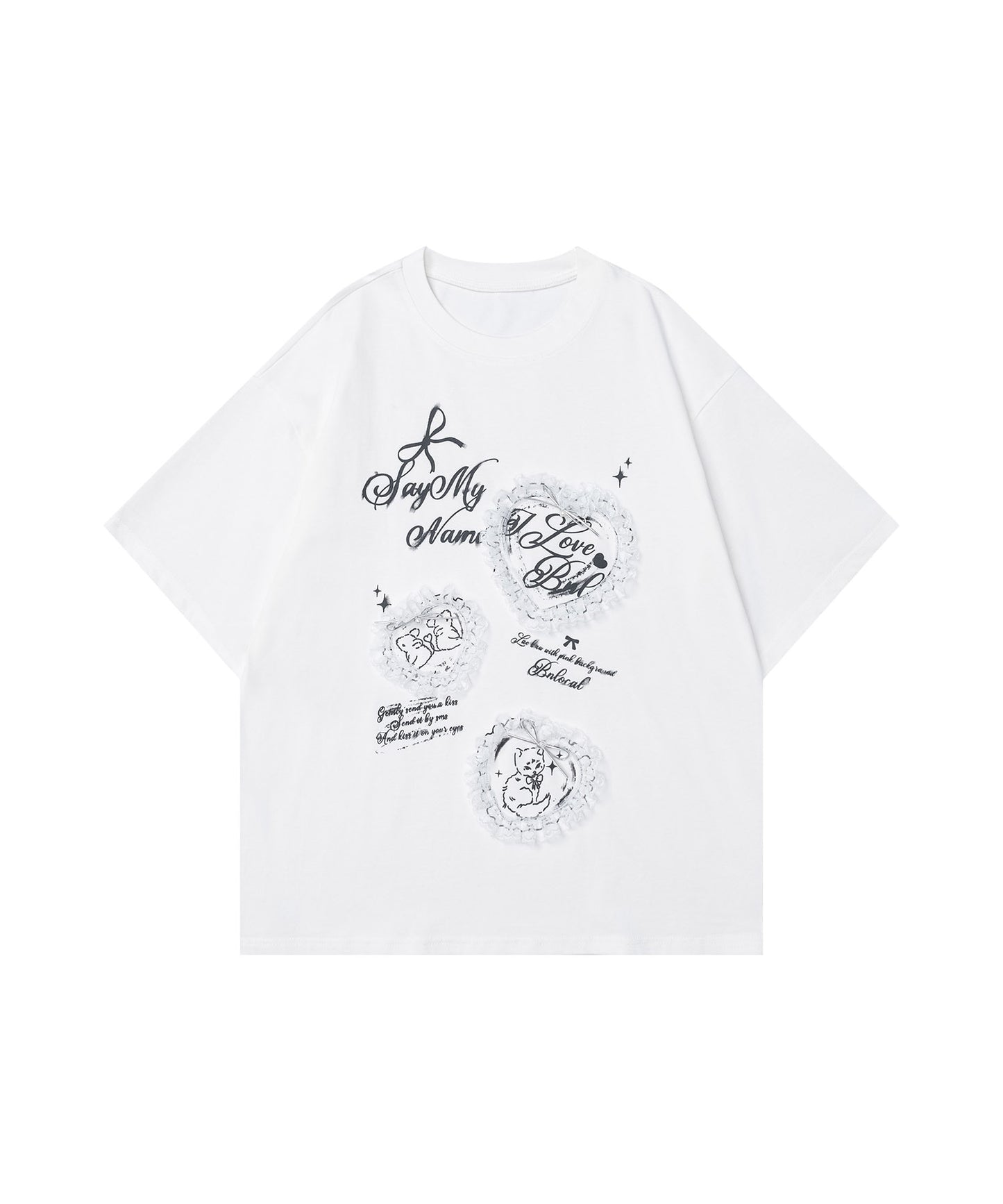 HOOK for girls　レースフリルハート ビッグTシャツ (SS)