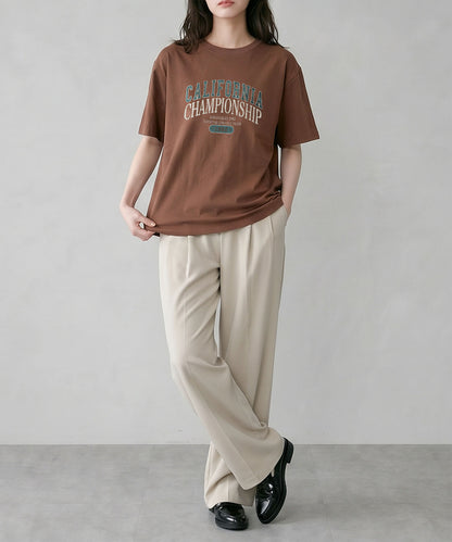 aimoha/カレッジロゴプリントTシャツ