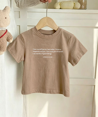 【aimoha-KIDS-】ロゴプリントコットンTシャツ (SS)