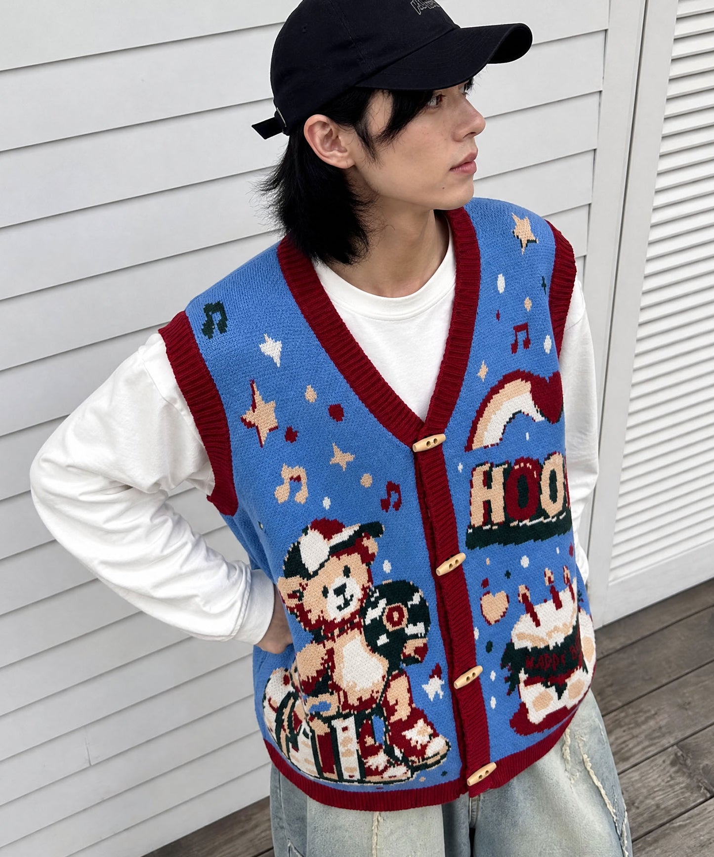 HOOK -original-　クマちゃんからの誕生日プレゼント　前開きニットベスト
