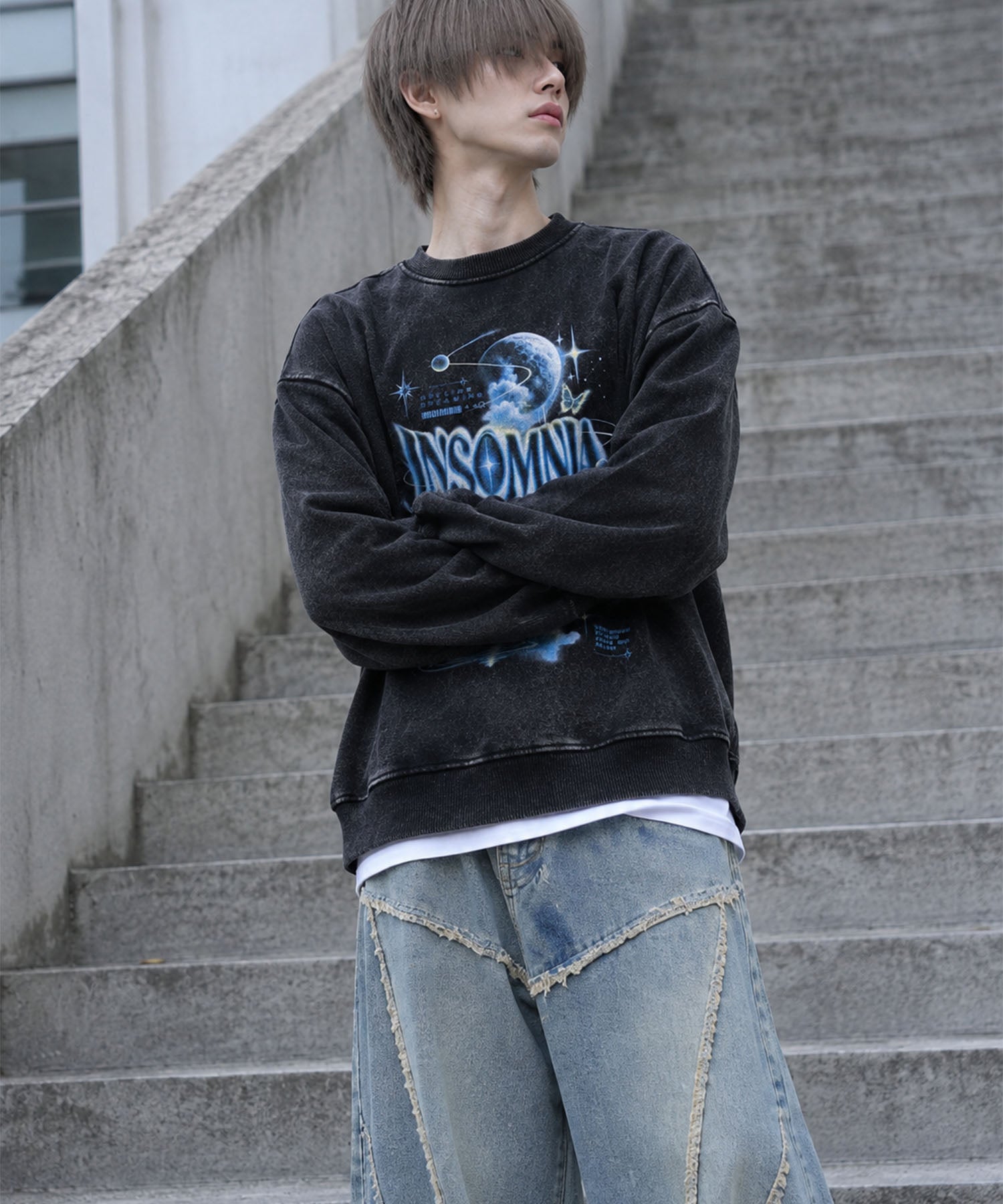 HOOK -original- INSOMNIA Assorted Space Graphic Oversized Sweatshirt
