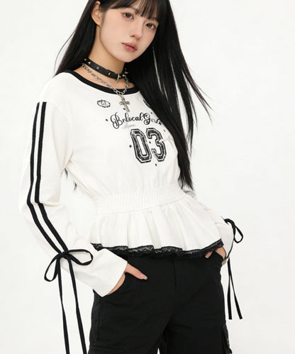 HOOK for girls リボン×ナンバーーリングロゴ　ロンT