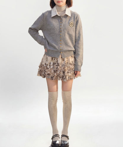 HOOK for girls　配色ストライプ襟付きカーディガン