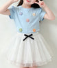 【aimoha-KIDS-】フラワーモチーフフリルTシャツ (SS)