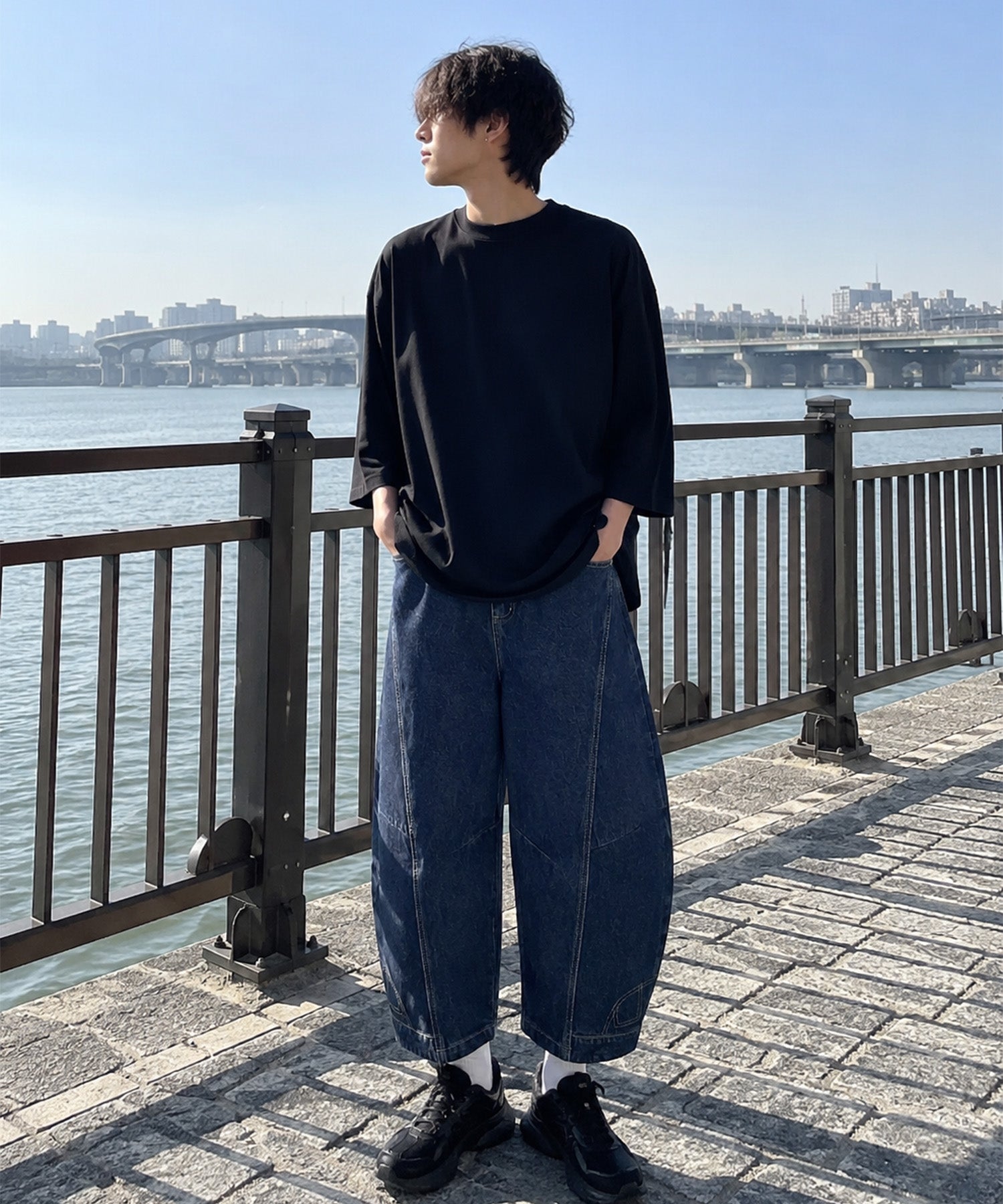 HOOK 逆さデザインバルーンジーンズ（9分丈）