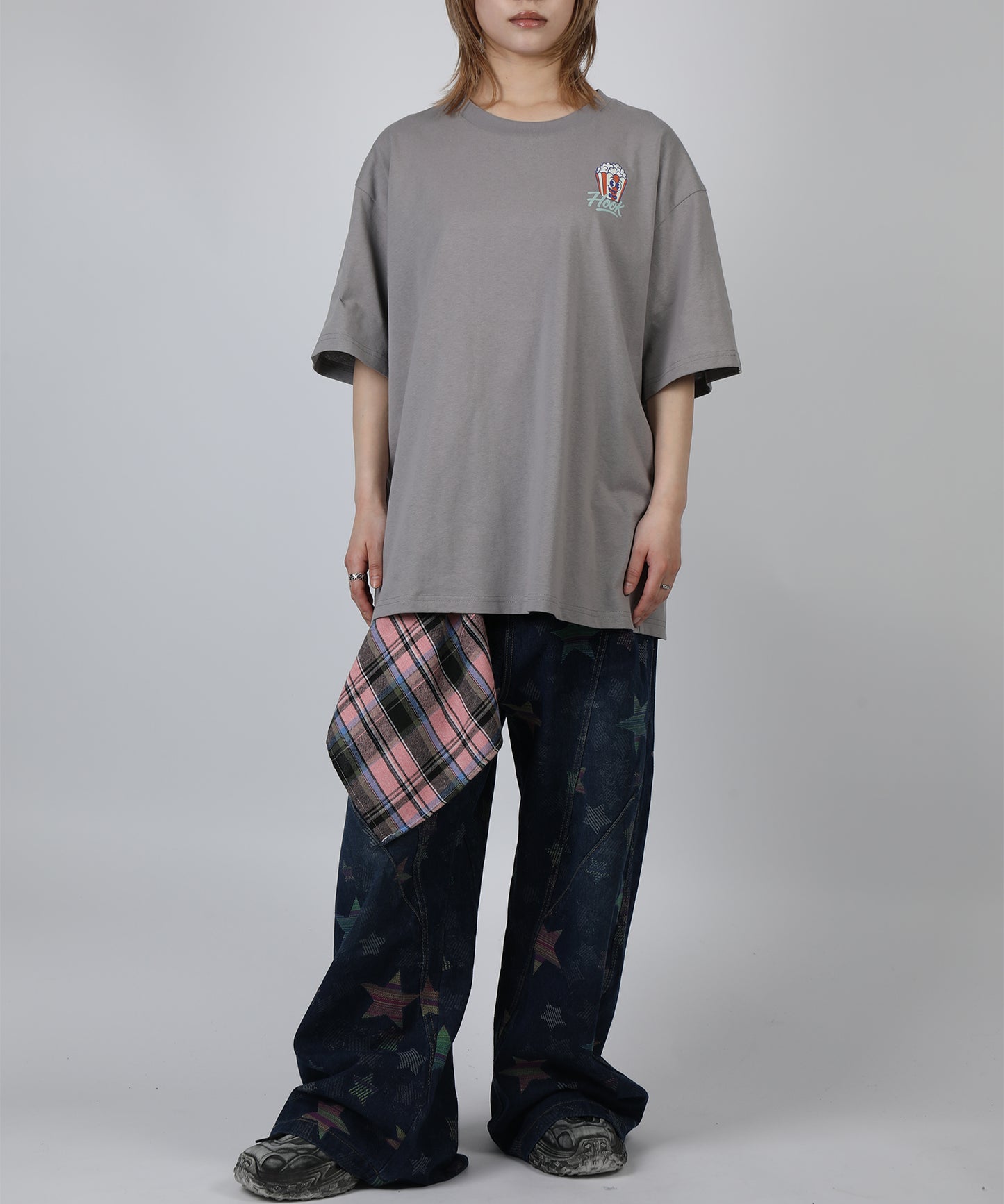 HOOK -original-　フードモチーフ アメリカンカートゥーンプリント ビッグTシャツ
