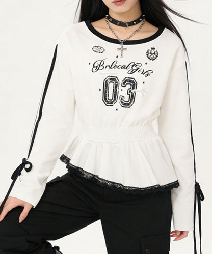 HOOK for girls リボン×ナンバーーリングロゴ　ロンT