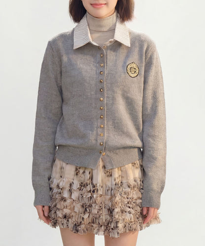 HOOK for girls　配色ストライプ襟付きカーディガン