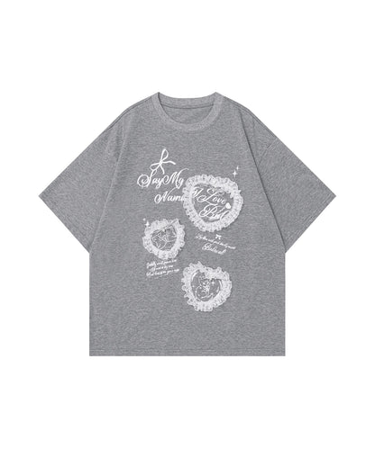 HOOK for girls　レースフリルハート ビッグTシャツ (SS)