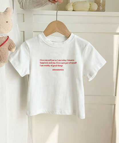 【aimoha-KIDS-】ロゴプリントコットンTシャツ (SS)