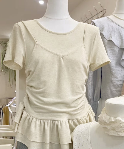 【Jasmine】レイヤード風裾フリルTシャツ