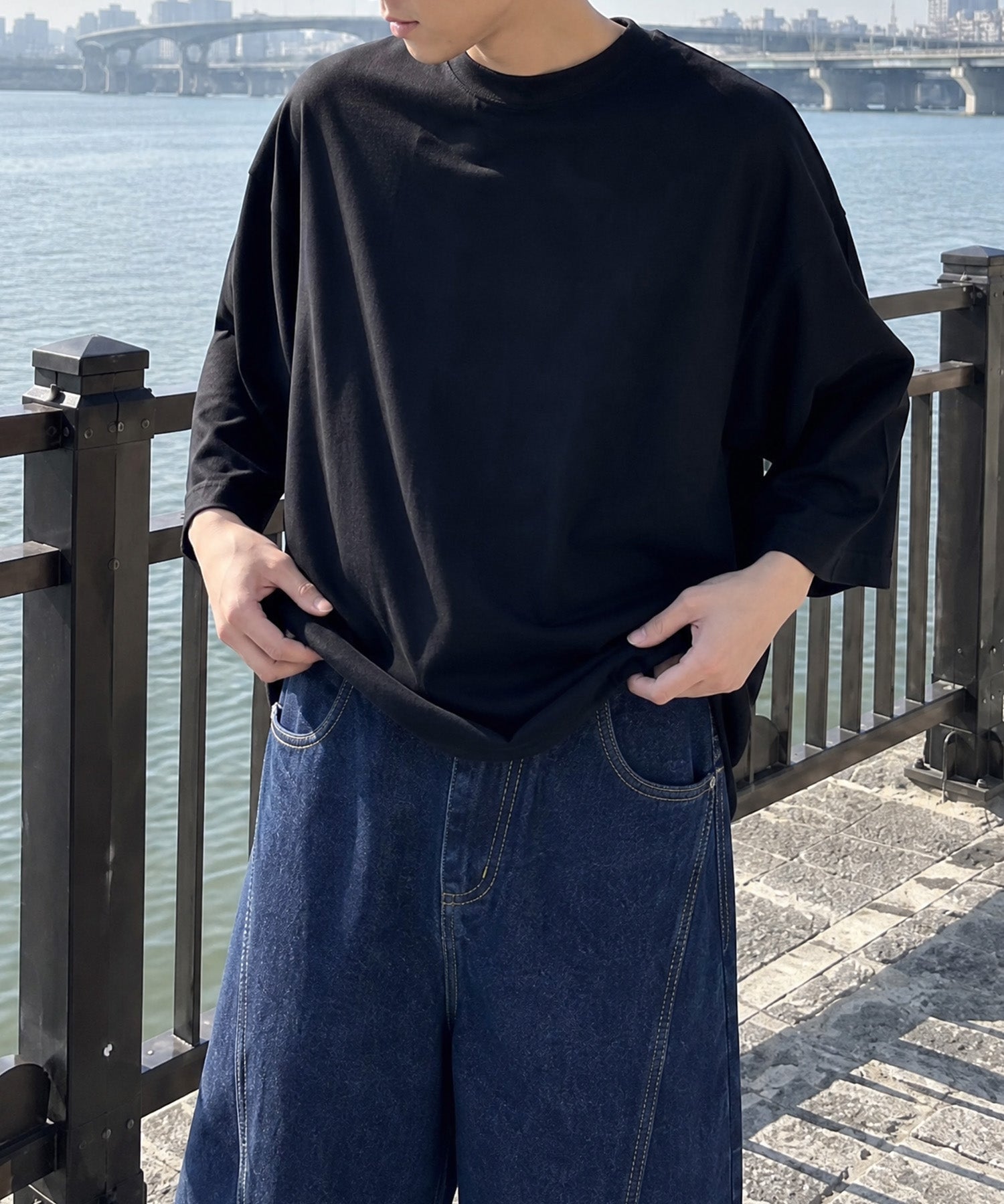 HOOK 逆さデザインバルーンジーンズ（9分丈）