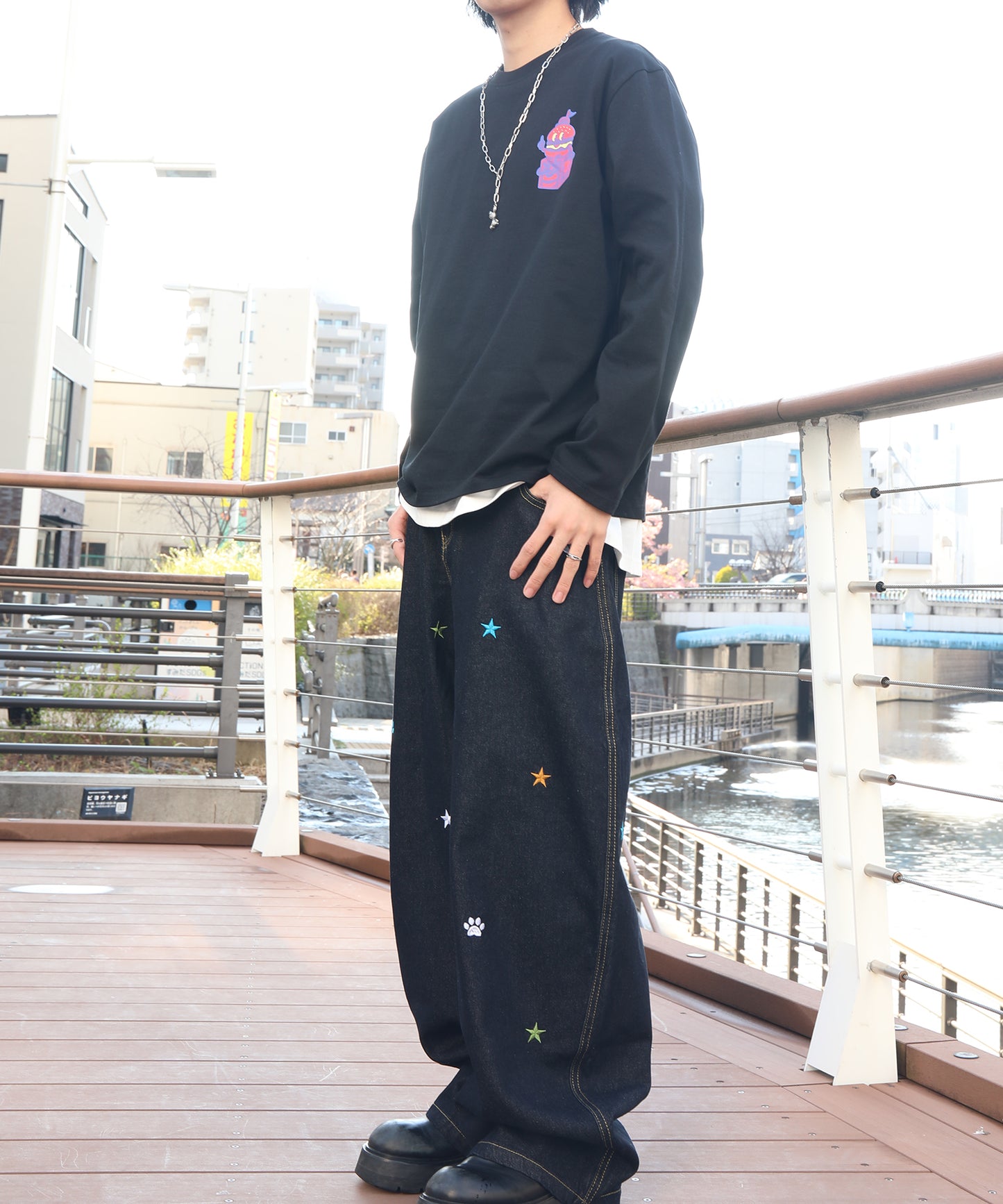 HOOK -original-　フードキャラクター グラフィックプリント ロングスリーブTシャツ