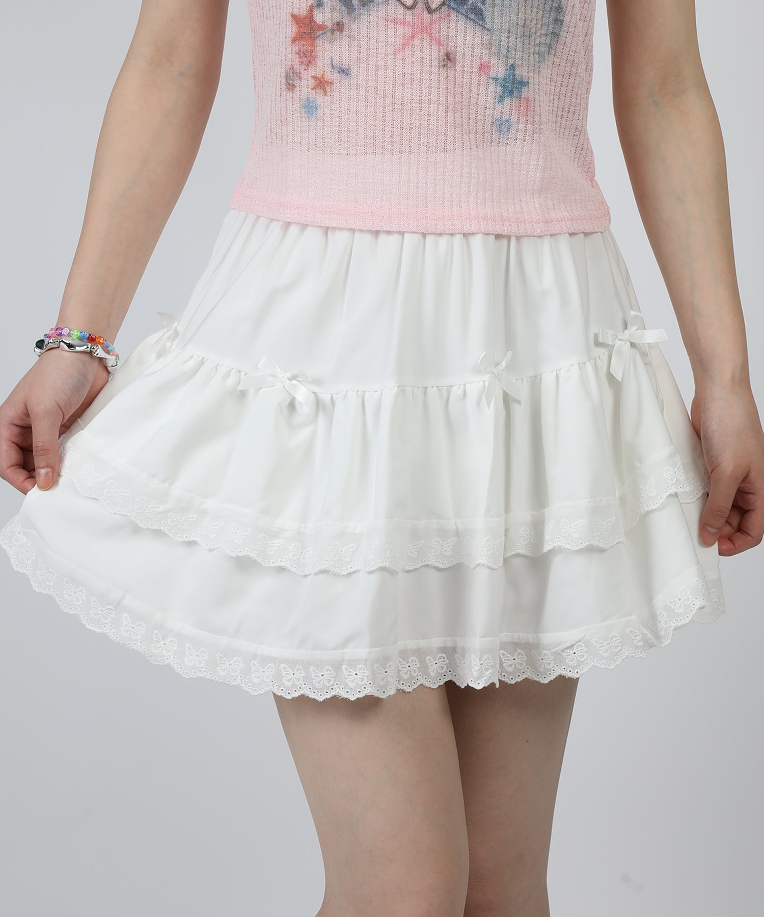 HOOK for girls　フリルレースティアードミニスカート