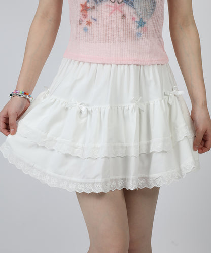 HOOK for girls　フリルレースティアードミニスカート