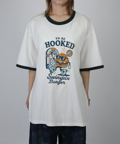 HOOK -original-　フードモチーフ アメリカンカートゥーンプリント ビッグTシャツ
