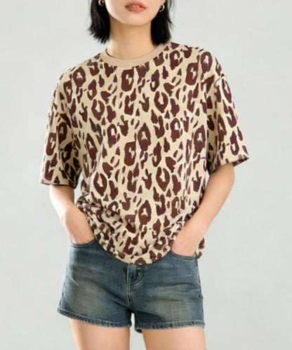 HOOK for girls　レオパード総柄 半袖Tシャツ / アニマル柄 ビッグシルエット カジュアル
