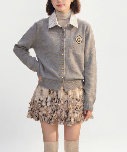 HOOK for girls　配色ストライプ襟付きカーディガン