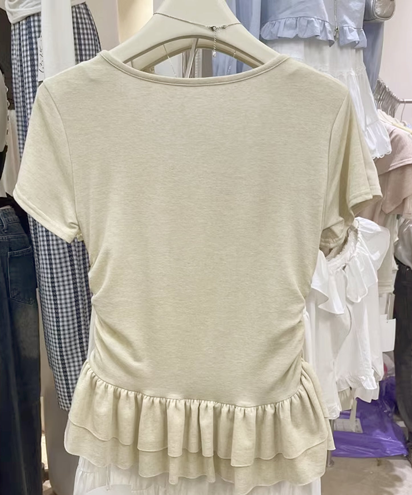 【Jasmine】レイヤード風裾フリルTシャツ
