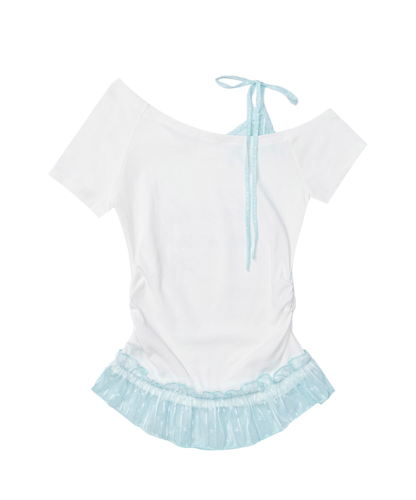 HOOK for girls　星×ロゴプリント フリルヘム ワンショルダー半袖トップス (SS)