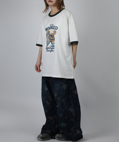 HOOK -original-　フードモチーフ アメリカンカートゥーンプリント ビッグTシャツ