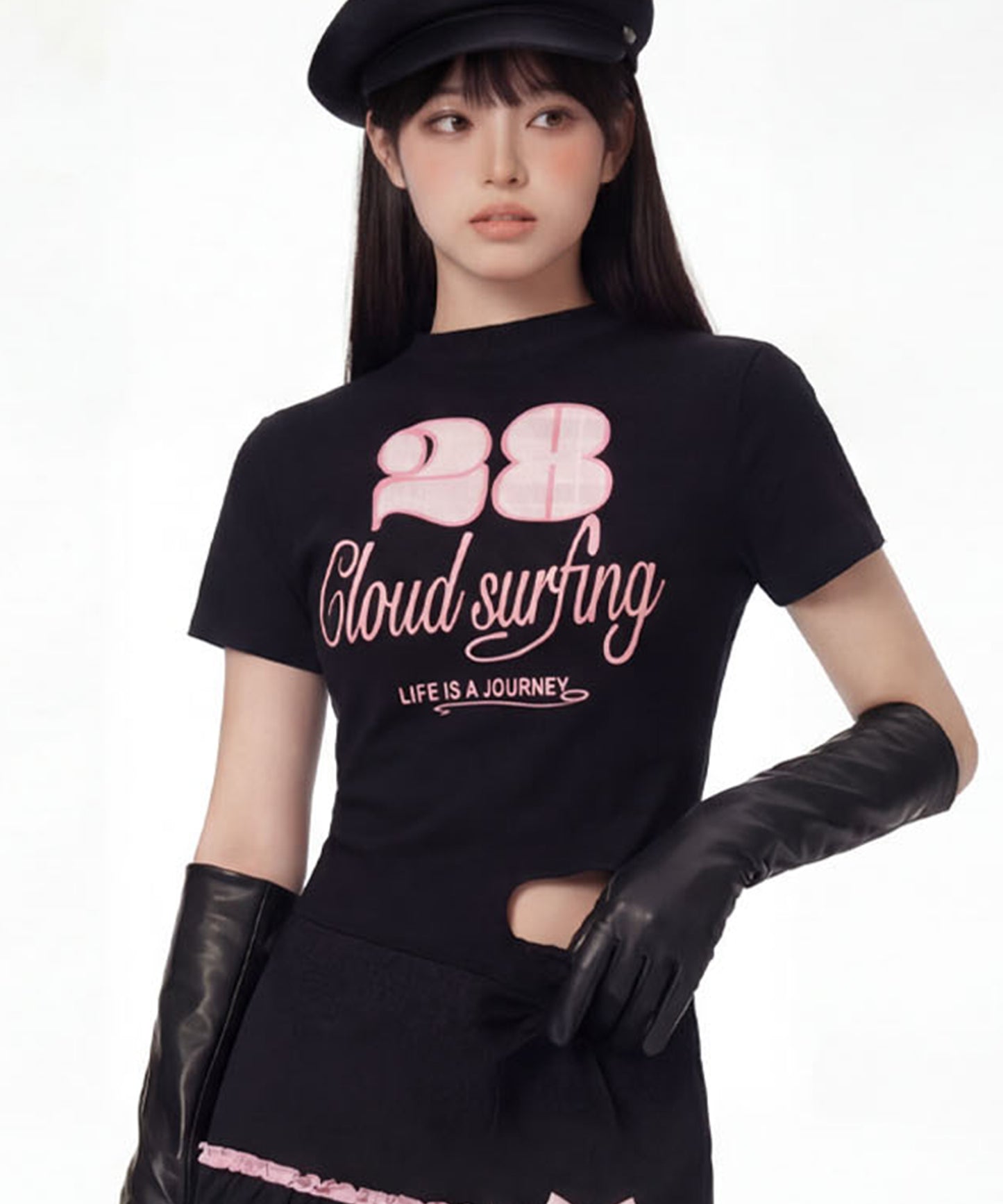HOOK for girls　ガーリーカジュアルリボンTシャツ