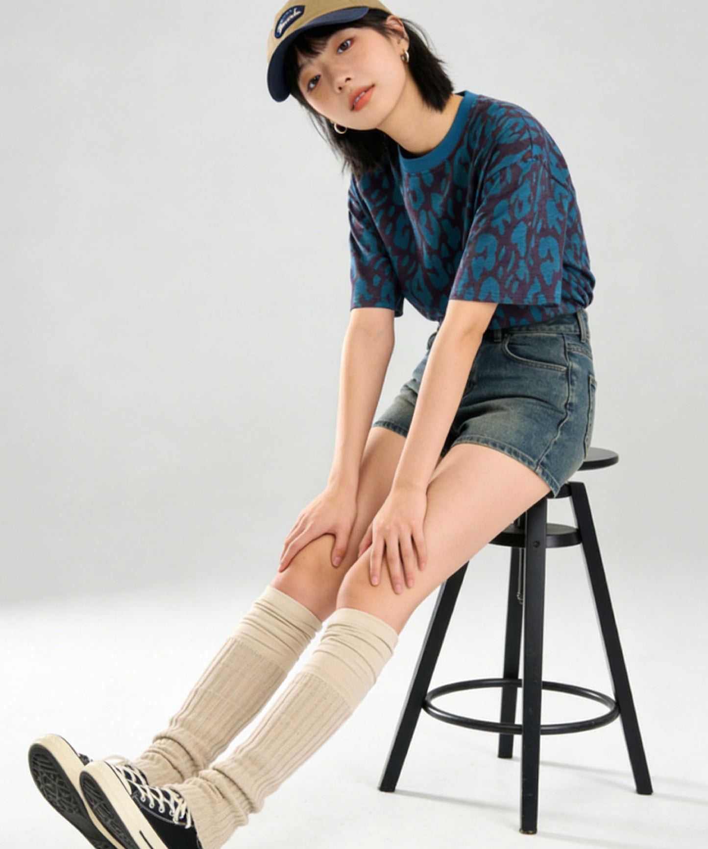 HOOK for girls　レオパード総柄 半袖Tシャツ / アニマル柄 ビッグシルエット カジュアル