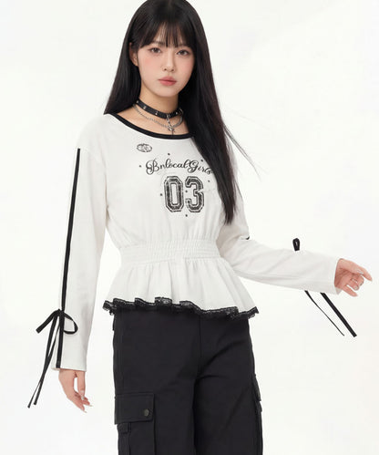 HOOK for girls リボン×ナンバーーリングロゴ　ロンT