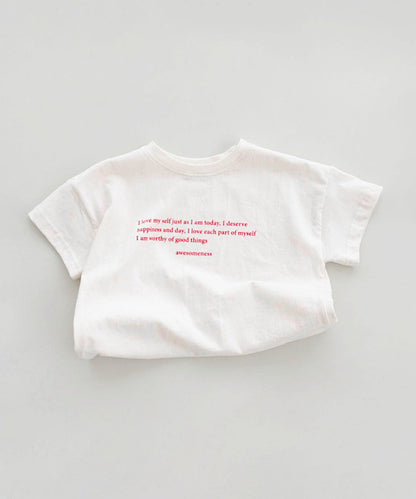 【aimoha-KIDS-】ロゴプリントコットンTシャツ (SS)