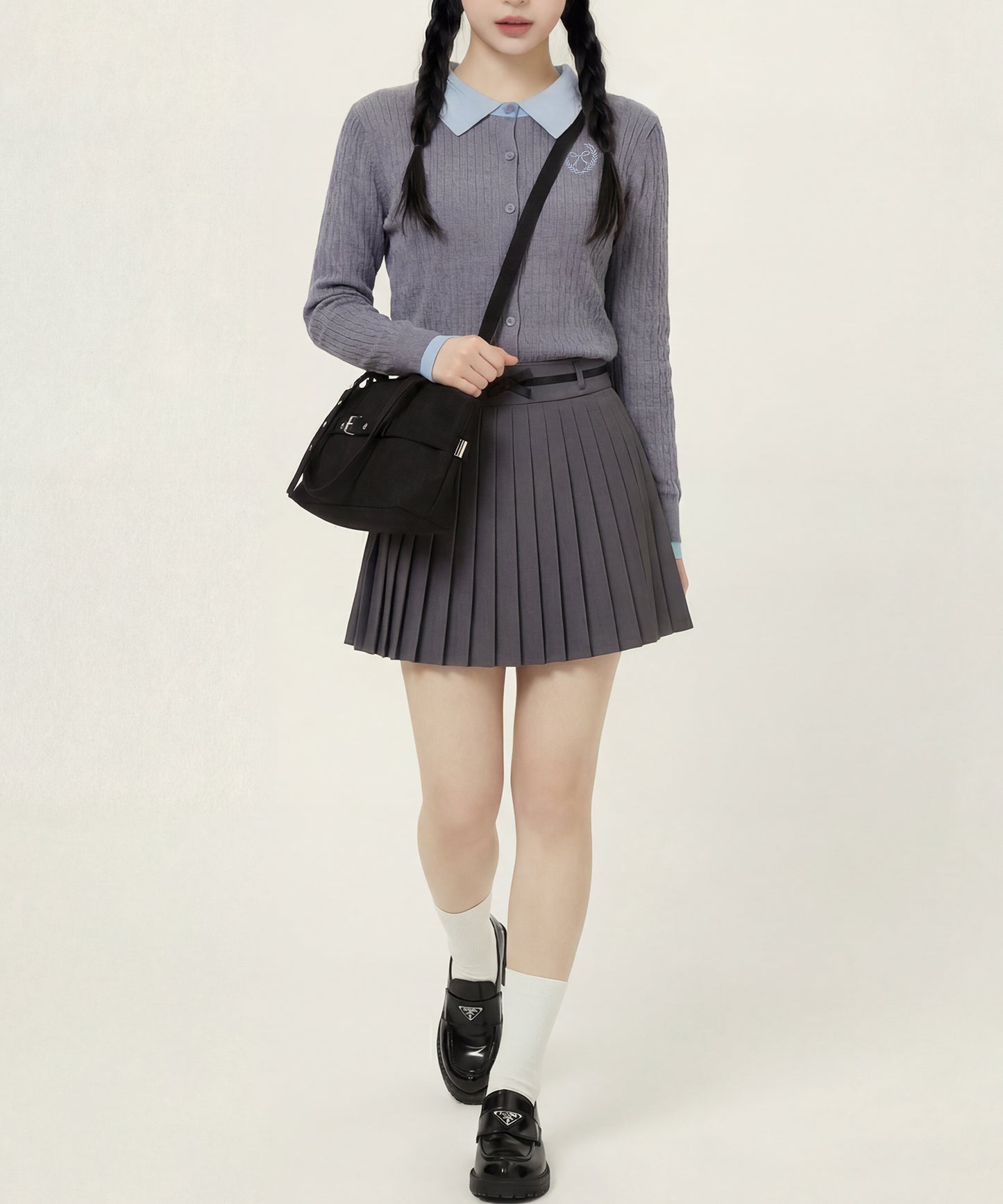 HOOK for girls　刺繍ワンポイント フレンチガーリーカーディガン