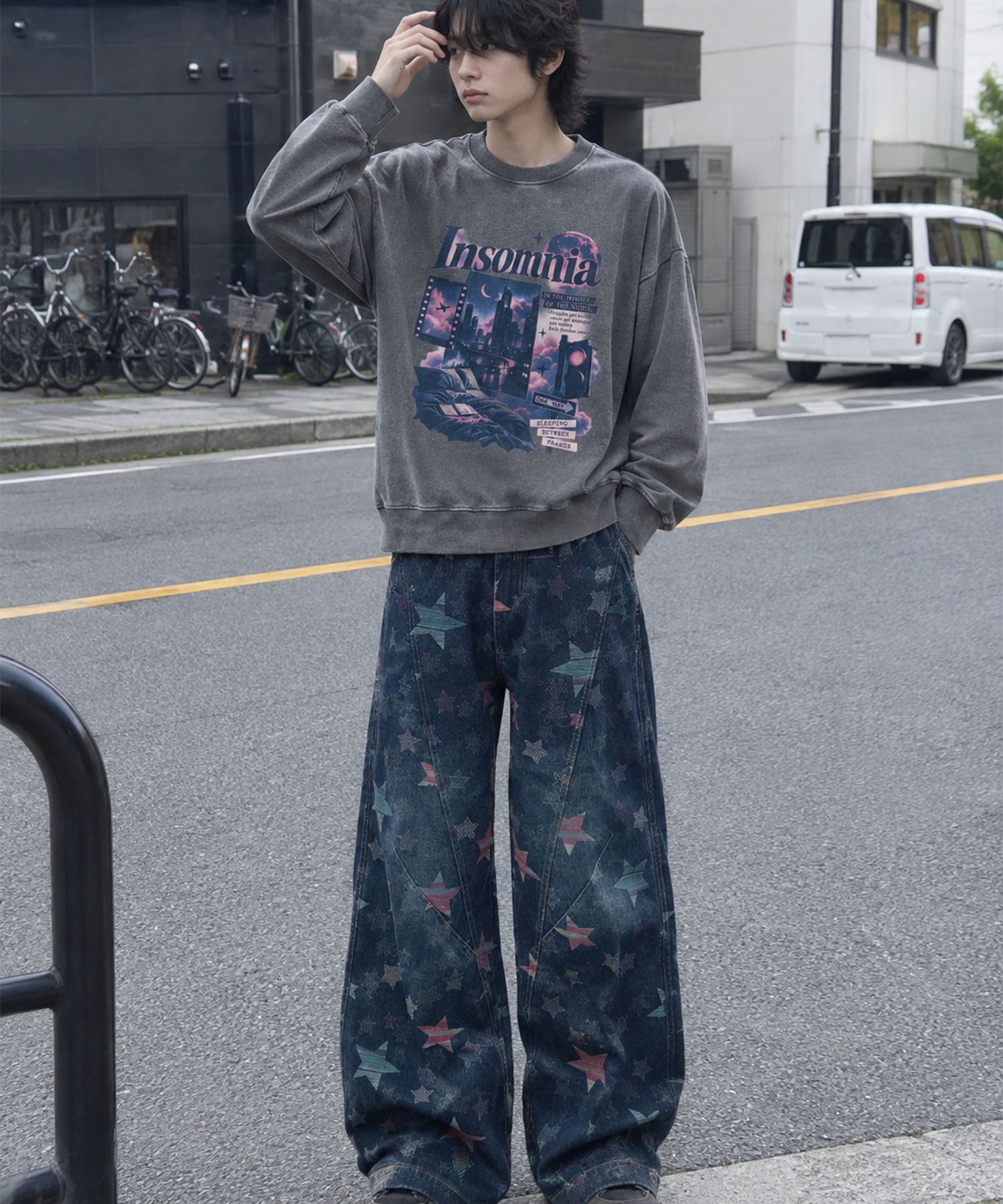 HOOK -original- INSOMNIA Assorted Space Graphic Oversized Sweatshirt