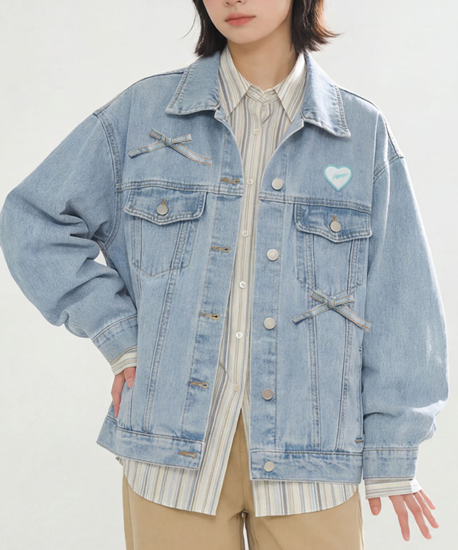 HOOK for girls　リボンオーバーサイズデニムジャケット