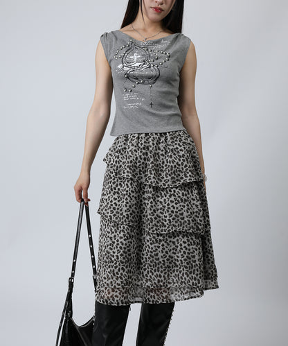 HOOK for girls クロス柄グラフィック オフショルダークロップドTシャツ