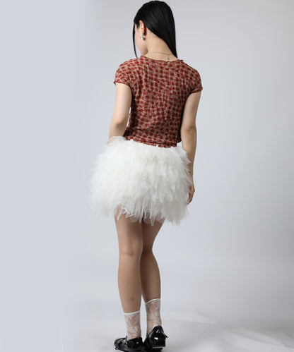 HOOK for girls バブルシフォン総柄クロップドトップス