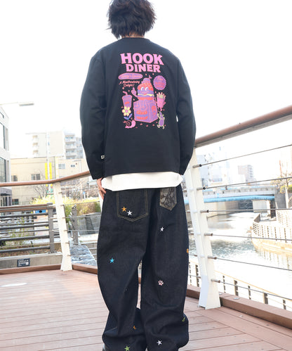 HOOK -original-　フードキャラクター グラフィックプリント ロングスリーブTシャツ