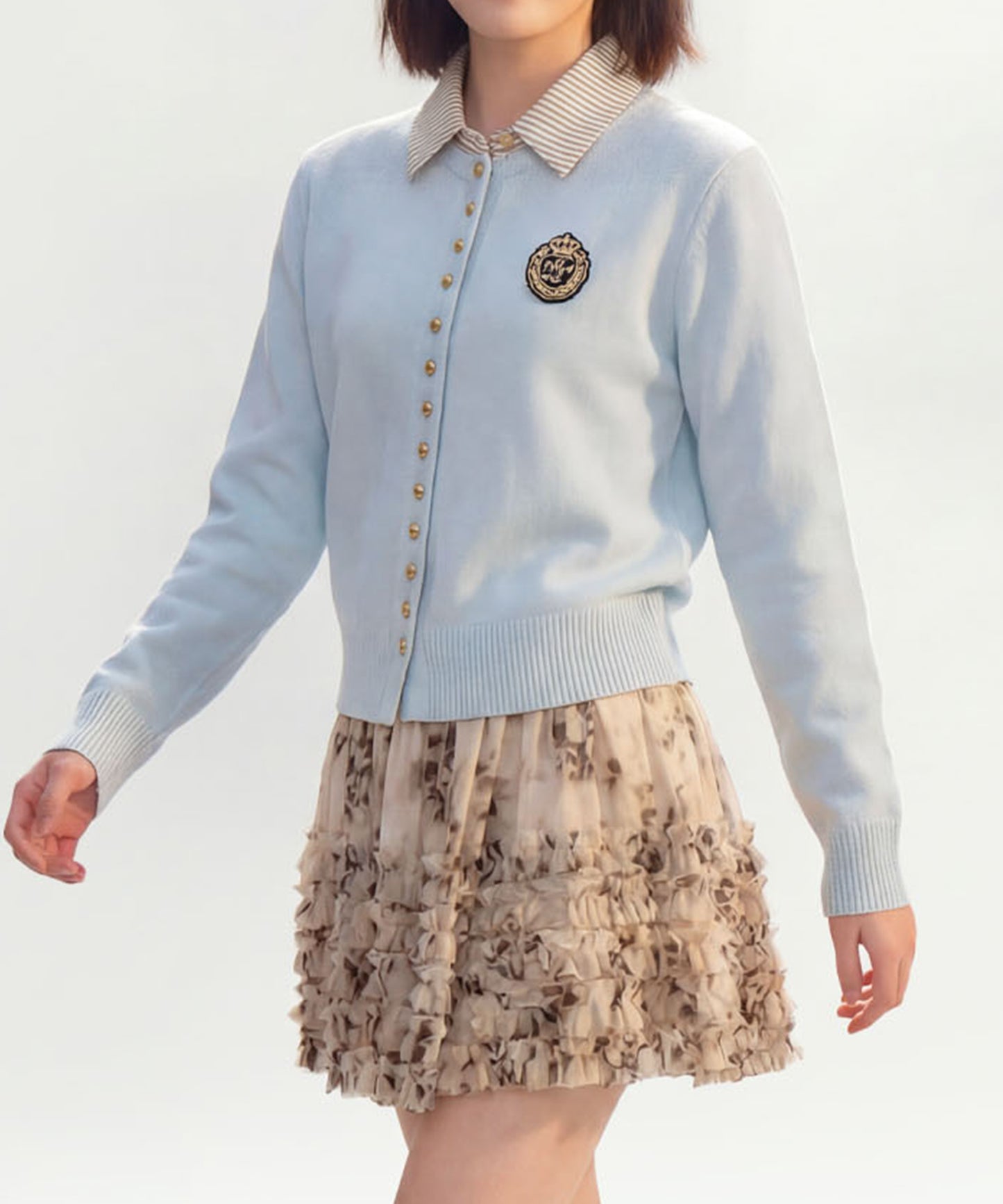 HOOK for girls　配色ストライプ襟付きカーディガン