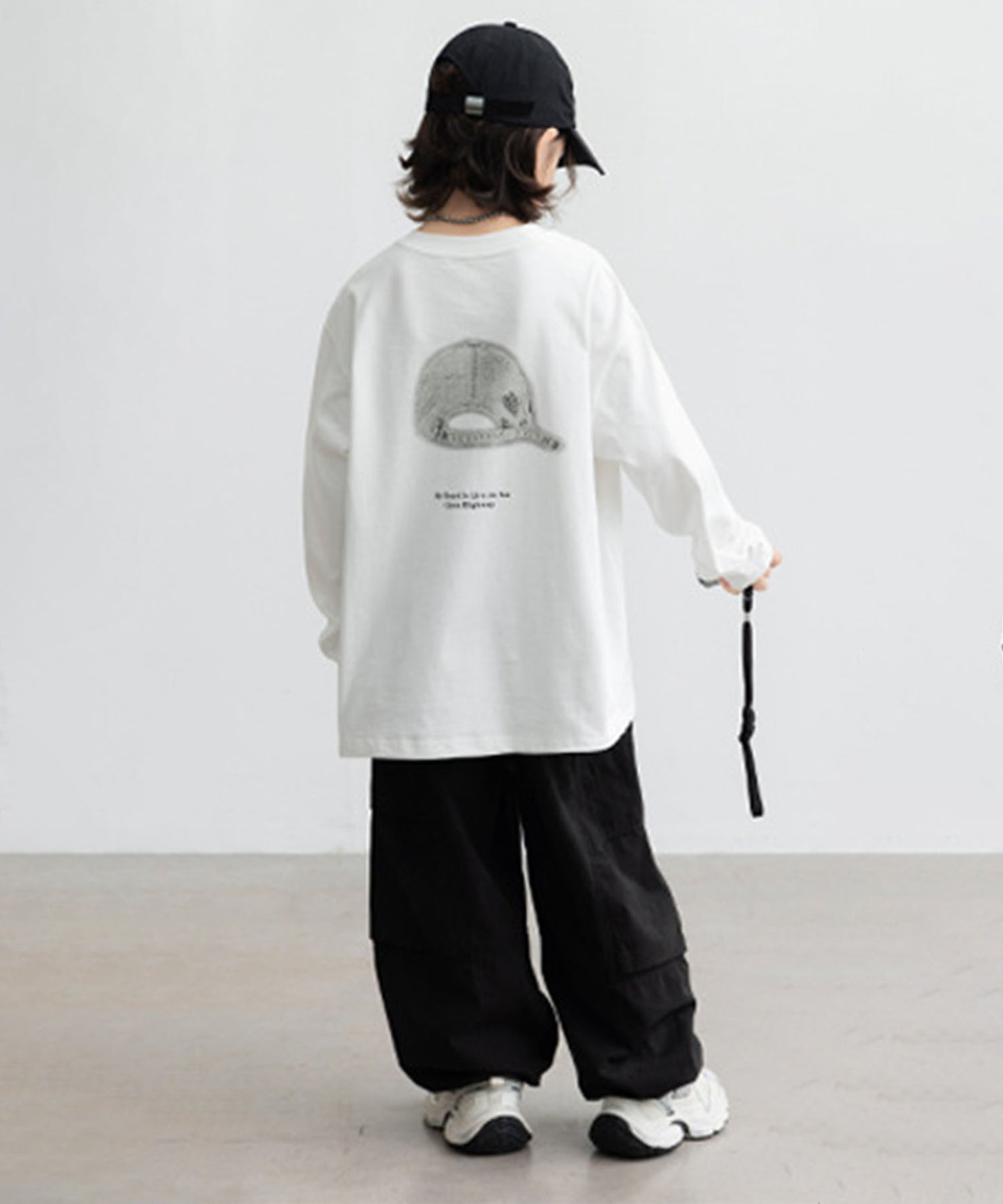 【aimoha-KIDS-】キャッププリント ロングスリーブTシャツ