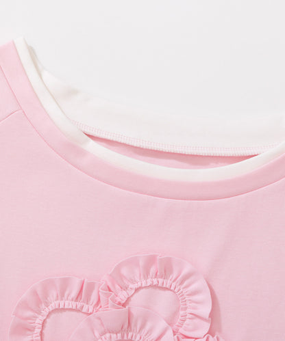 HOOK for girls　立体フリル裾レース半袖トップス (SS)