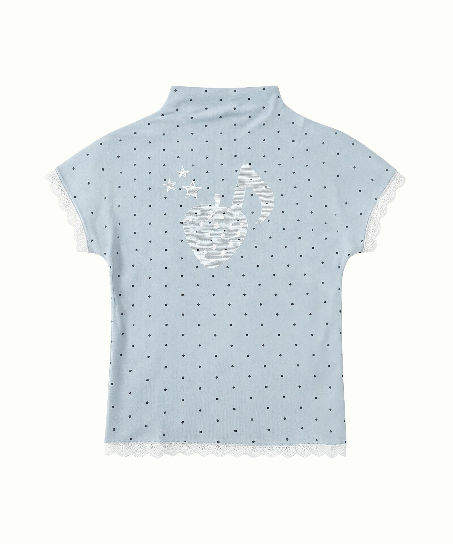 HOOK for girls　総ドット柄 タートルネック 半袖スリムトップス (SS)
