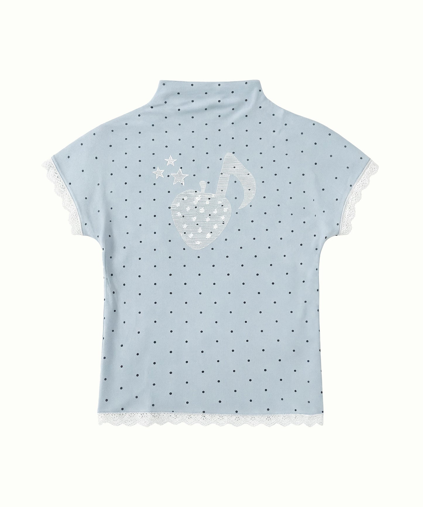 HOOK for girls　総ドット柄 タートルネック 半袖スリムトップス (SS)