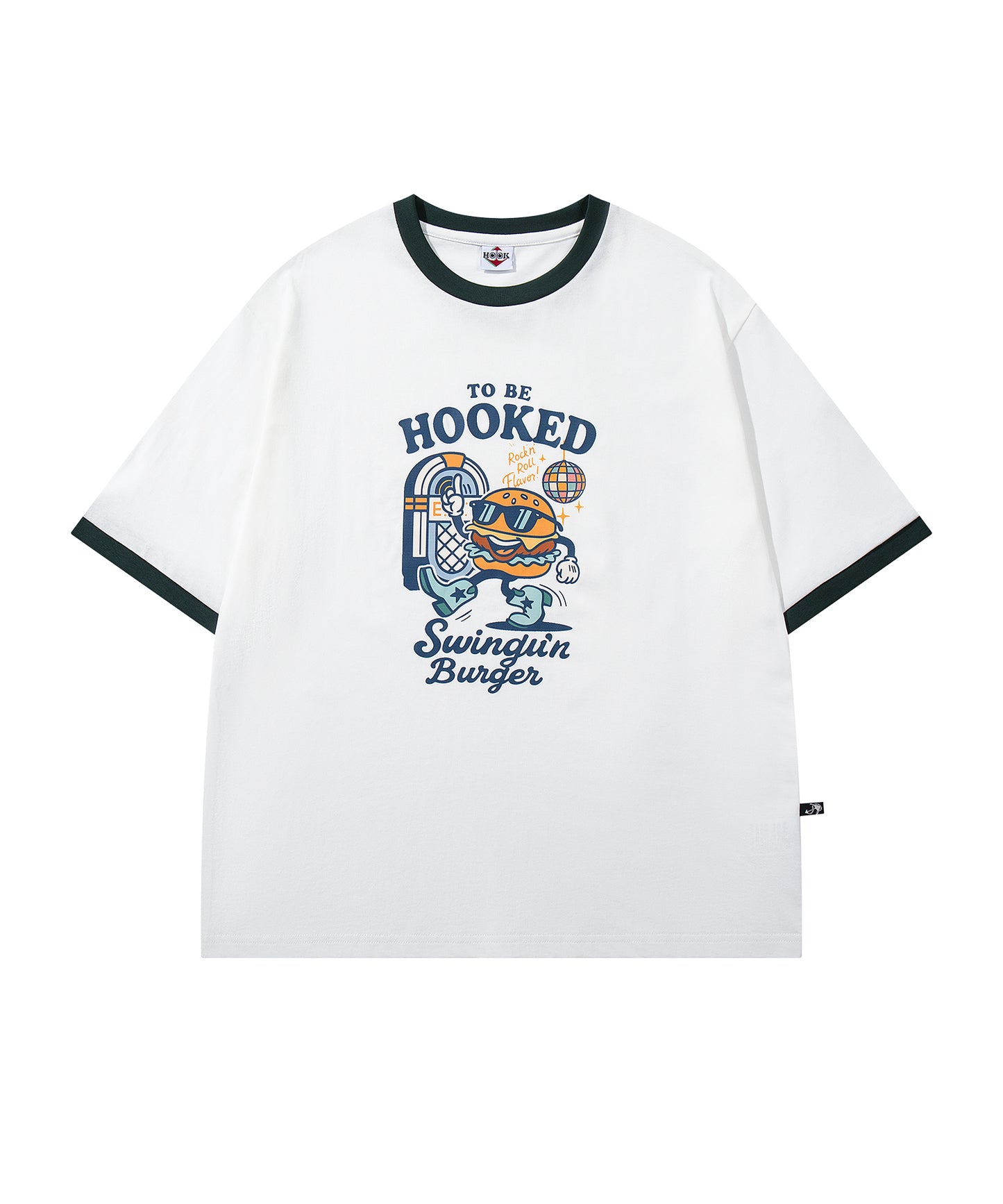 HOOK -original-　フードモチーフ アメリカンカートゥーンプリント ビッグTシャツ