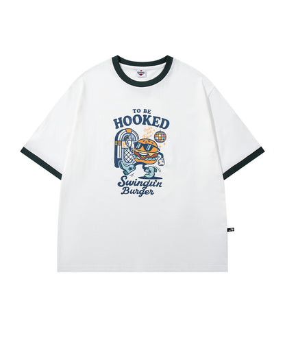 HOOK -original-　フードモチーフ アメリカンカートゥーンプリント ビッグTシャツ