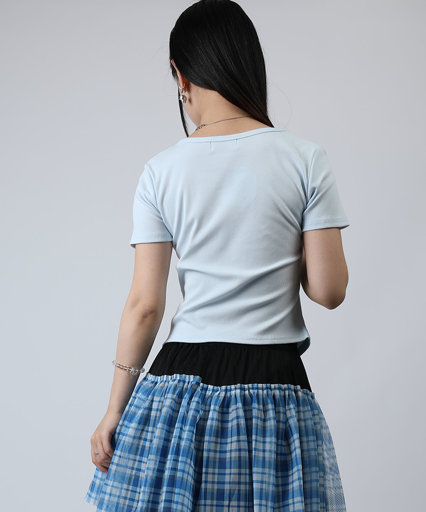 HOOK for girls リボングラフィック × サイドギャザー コンパクトストリートT