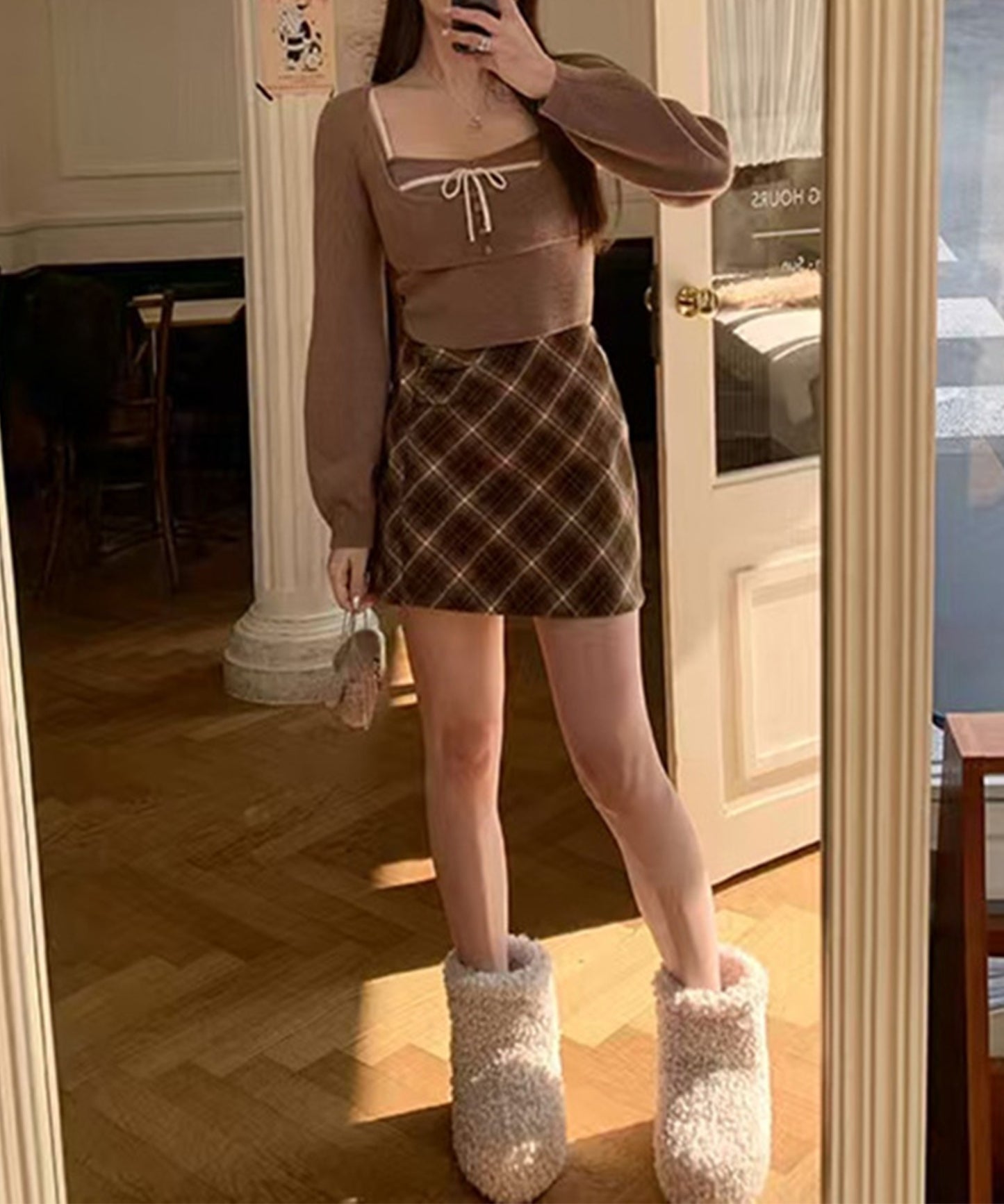 【Jasmine】 アンサンブル リボンキャミソール+ニットトップス