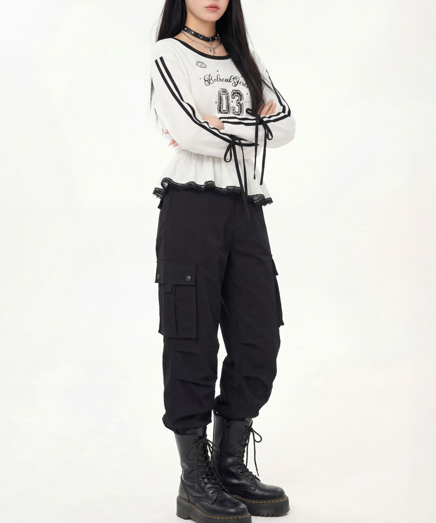 HOOK for girls リボン×ナンバーーリングロゴ　ロンT