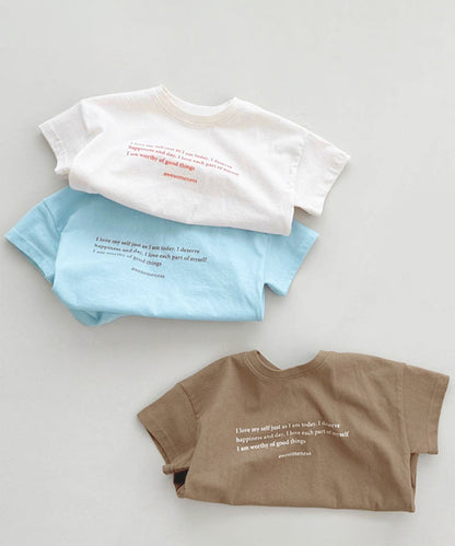 【aimoha-KIDS-】ロゴプリントコットンTシャツ (SS)