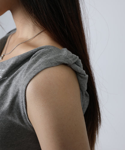 HOOK for girls クロス柄グラフィック オフショルダークロップドTシャツ